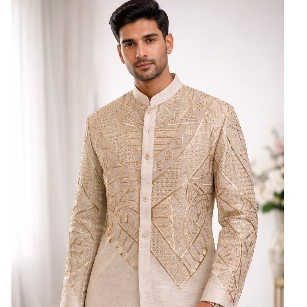 Prima Aurora Barong Tagalog Men 2XL Cream Pina Organza Embroidered Formal NWT